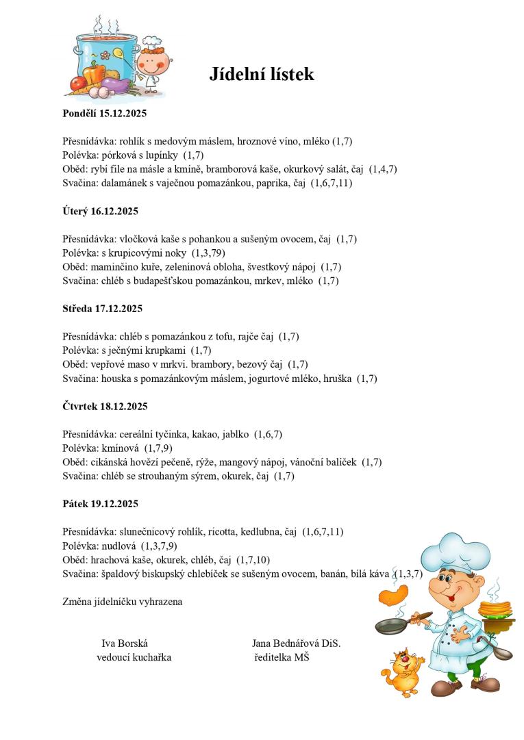 Jídelní lístek 15. - 19.12.2025.2025