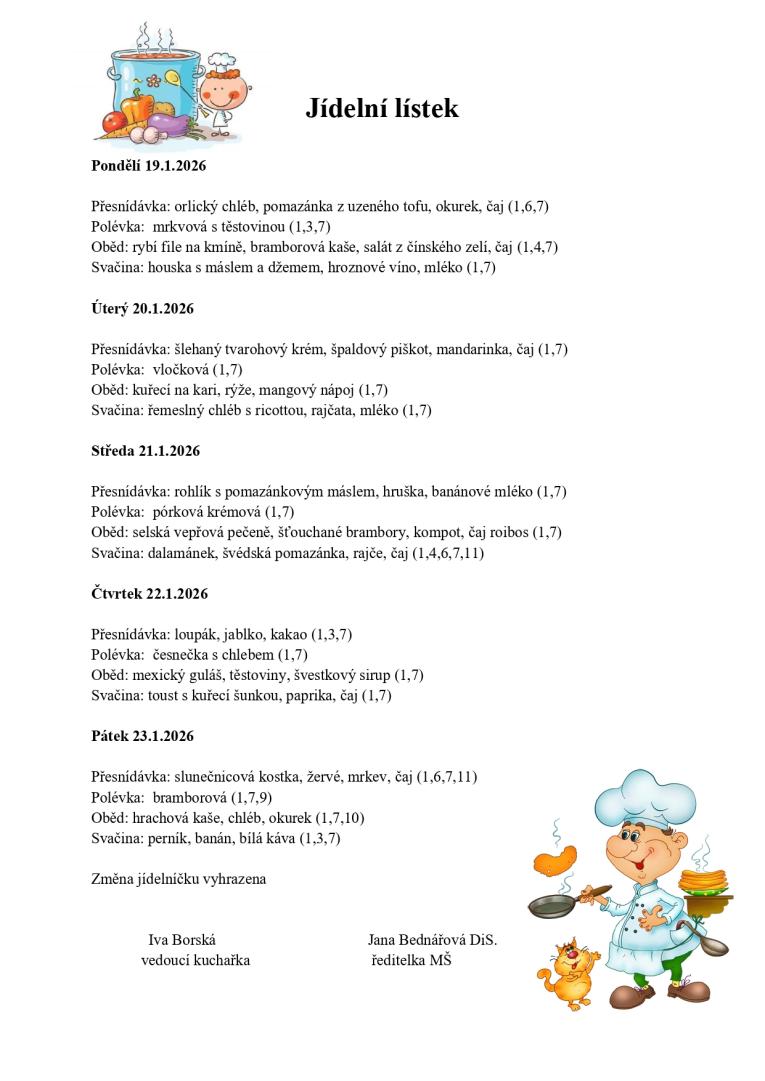Jídelní lístek 19. - 23.1.2026